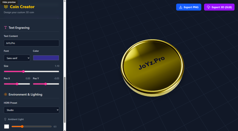 JoYz.pro et le "3D Coin Generator" : Une Nouvelle Frontière dans la Création d'Actifs Numériques ?